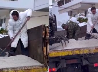 Υπάρχουν και αυτοί οι δήμαρχοι: Ο Δήμαρχος Γαλατσίου σε καρότσα φτυαρίζει αλάτι στους παγωμένους δρόμους