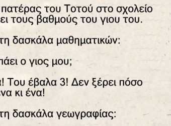 Πάει ο πατέρας του Τοτού στο σχολείο να πάρει τους βαθμούς του γιου του